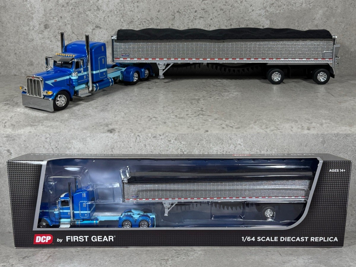 1/64 Peterbilt 389 w/ Wilson Patriot Belt Trailer Blue/Silver DCP