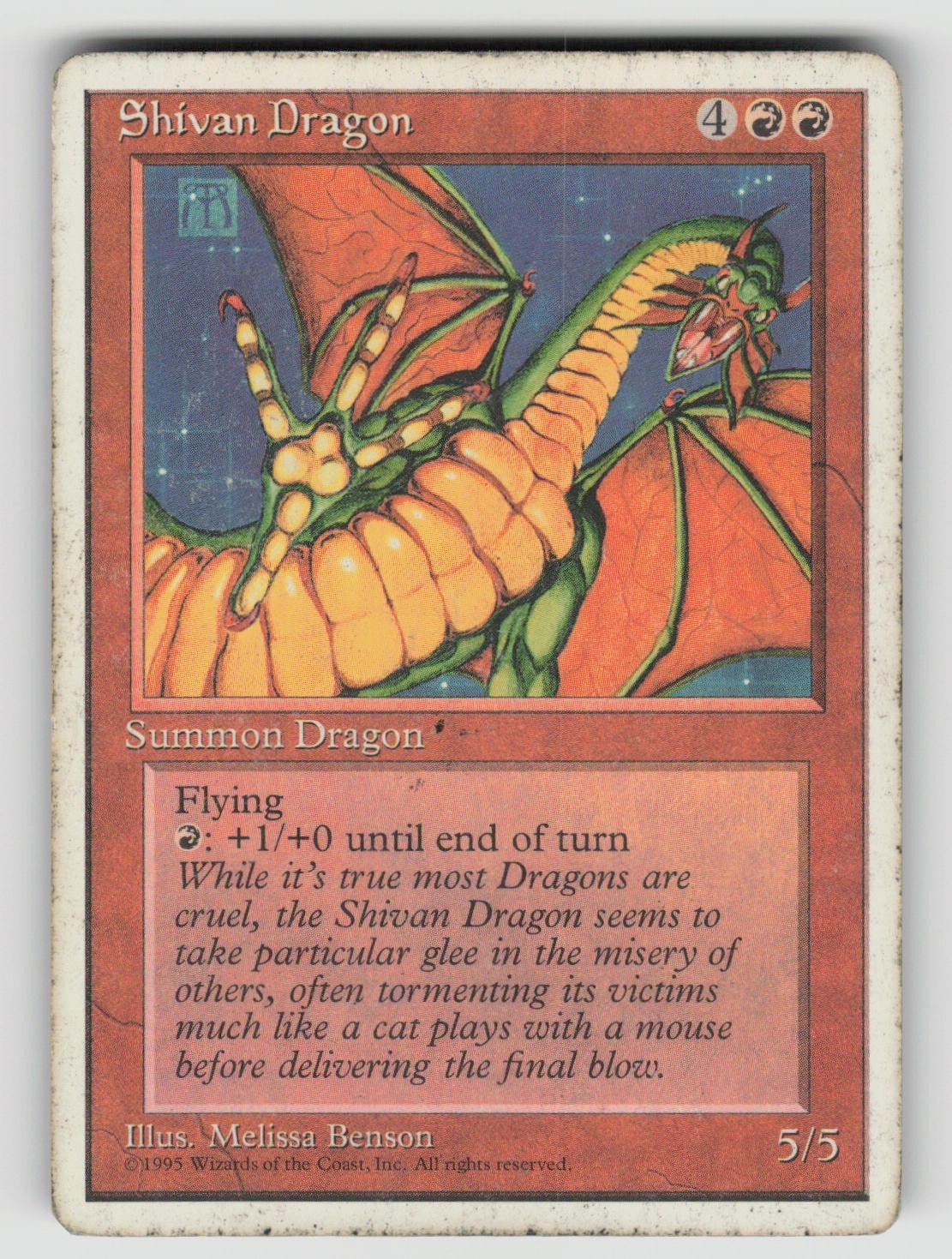 Shivan Dragon Rare Fourth Edition Magic: The Gathering Moderately Played