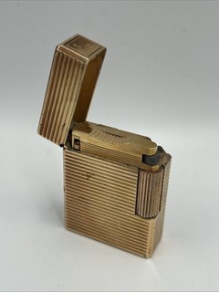 ST Dupont Pocket Lighter Gold Plated Textured Stripe L6EU97 Unboxed Untested