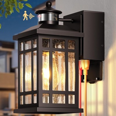 OPAXIS Outside Wall Lighting for House with GFCI Outlet, Oil-Rubbed Bronze Mo...