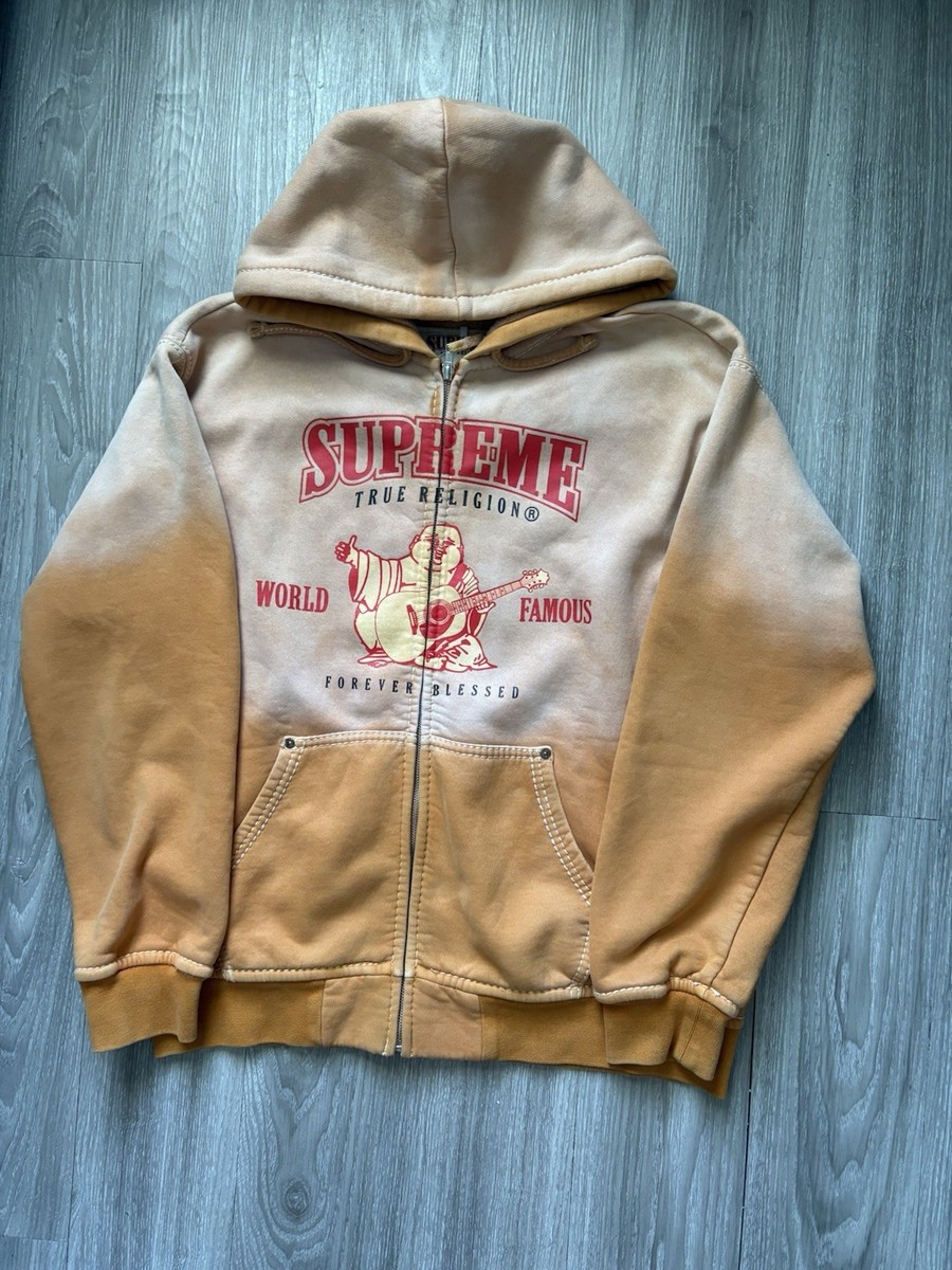 Supreme True Religion Zip Up Hooded Sweatshirt in Dusty Orange | eBay