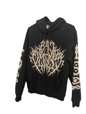 Beimar ?Bad Omens? Black Pullover Hoodie Cream Graphic on Chest & Sleeves Size S