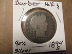 Barber Half Dollar,  RARE, 1894-S, 90% SILVER!! #23