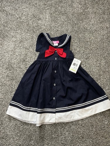 New Good Lad Girl’s Size 4T Dress Navy Nautica Sailor Collar and Red Dress 4T - Picture 3 of 13