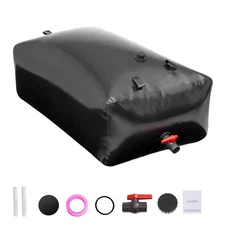 Portable Water Storage Bladder 142.7 Gal PVC Collapsible Water Tank Black