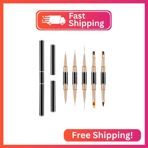 5Pcs Nail Art Bushes Set Double-Ended Professional Gel Polish Nail Art Design Pa