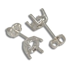 Sterling Round Low Profile Pre-notched Earring Mountings 4mm - 6.5mm 