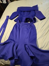 Elegant 2-piece Off-Shoulder Satin Evening Gown in Royal Blue