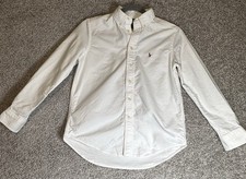 Polo Ralph Lauren Boys White Oxford Button Down Shirt Size M 10-12