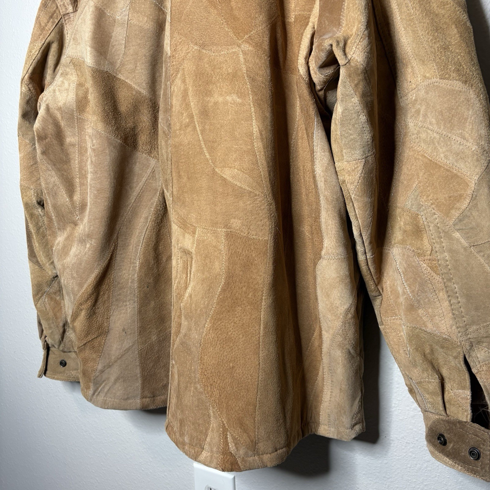 Vintage Brown Patchwork Suede Leather Jacket Men'… - image 9