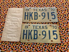 1970   TEXAS  PASSENGER  LICENSE  PLATES  HKB915
