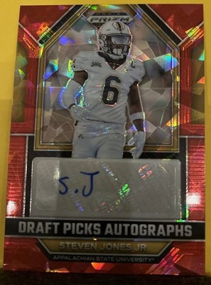 Steven Jones Jr 2023 Prizm Draft Picks Rookie Auto Red Cracked Ice #DPA-SSJ