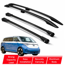 4 piezas de rieles de techo y barras transversales de aluminio negro para Volkswagen ID Buzz LWB 2025-2026