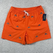 NEW Polo Ralph Lauren Swim Trunks Traveler Mid Shorts Mens XL Orange Swordfish