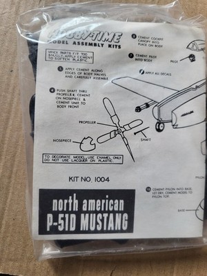 Vintage Hobby-Time 1/72 NORTH AMERICAN P-51D MUSTANG War Plane SEALED BAG 1004