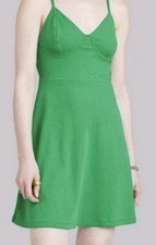 Wild Fable Green Women’s Ribbed Knit Skater Dress Structured Size XS NWT