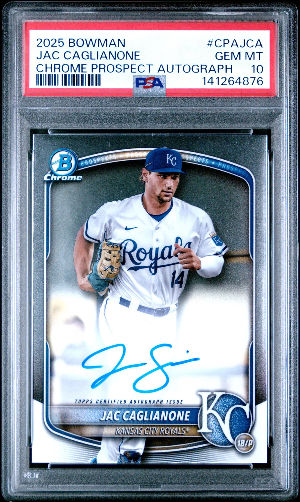 2025 Bowman Chrome Prospect Autographs Jac Caglianone #CPAJCA PSA 10 POP 139