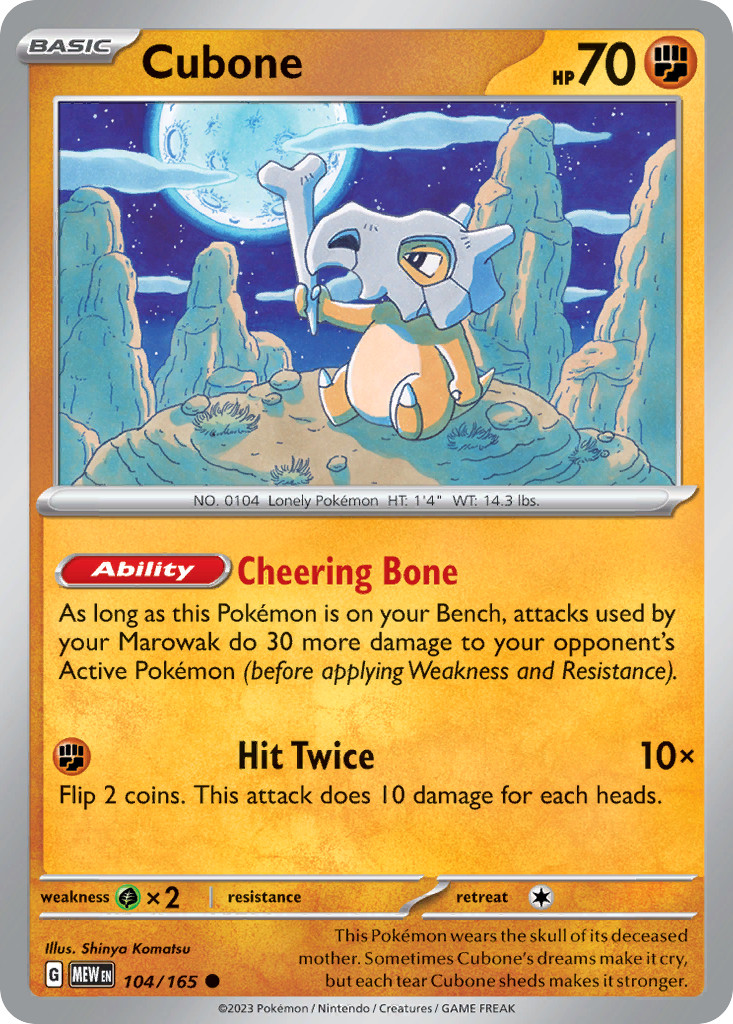 Cubone 104/165 151 Common Pokemon NM/M
