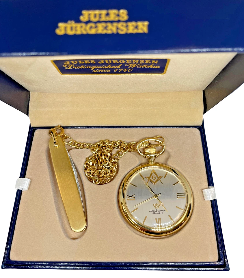 Jules Jurgensen Masonic Pocket Watch with Chain & Pocket Knife -  Gift Boxed - Image 3 of 4