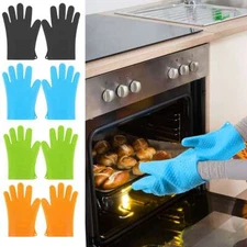 Silicone BBQ Heat Resistant Gloves Oven Grill Pot Holder Kitchen Cooking Mitts