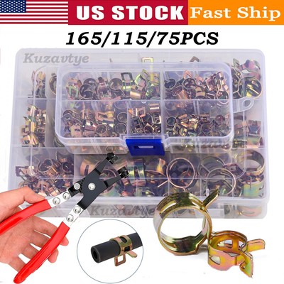 230PCS Spring Band Hose Clamps Swivel Flat Hose Clip Clamp Plier Assortment Kit