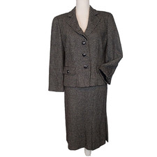 Carlisle Tweed Black white Skirt Suit blazer jacket wool angora cashmere bl 8