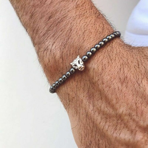 6mm Men Fashion Charm Simple Bracelet Geometric 6mm Hematite Stone Beads Jewelry - Picture 6 of 20