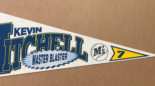 Vintage 1992 Baseball MLB Kevin Mitchell Seattle Mariners Pennant, Full Size 30" - Picture 3 of 4
