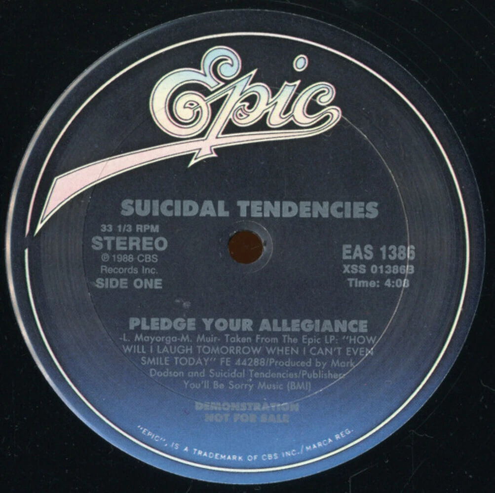 Suicidal Tendencies - Surf & Slam b/w Pledge Your Allegiance (12", Promo)