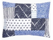 JOHN ROBSHAW TEXTILES BANDI INDIGO PATCHWORK 1pc STANDARD PILLOW SHAM MULTI  NIP