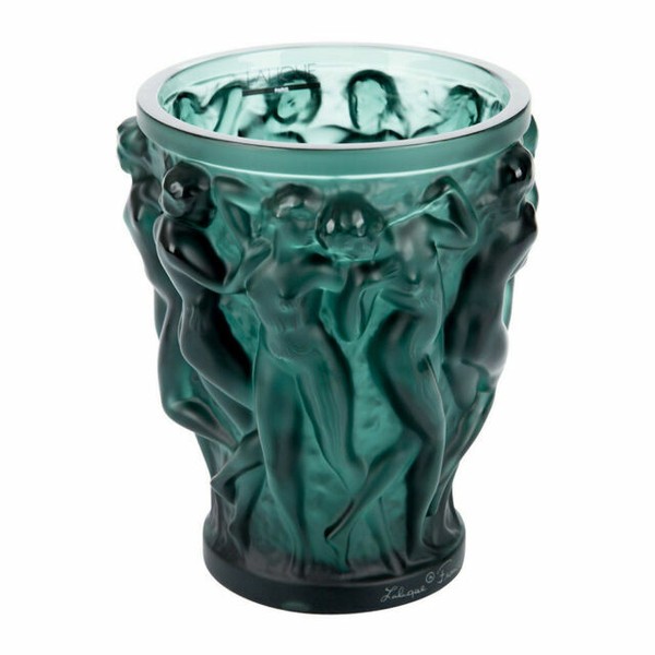 Lalique Bacchantes Small Vase Intense Green Crystal Ref. 10547700 for