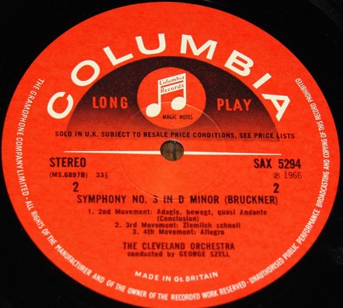 GEORGE SZELL BRUCKNER SYMPHONY NO. 3 UK ED1 SEMI S/C COLUMBIA SAX 5294 STEREO LP - Picture 8 of 8