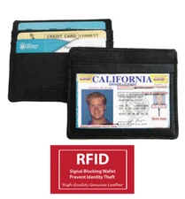 Black RFID Blocking Men's Leather Wallet Front Pocket Card ID Holder 