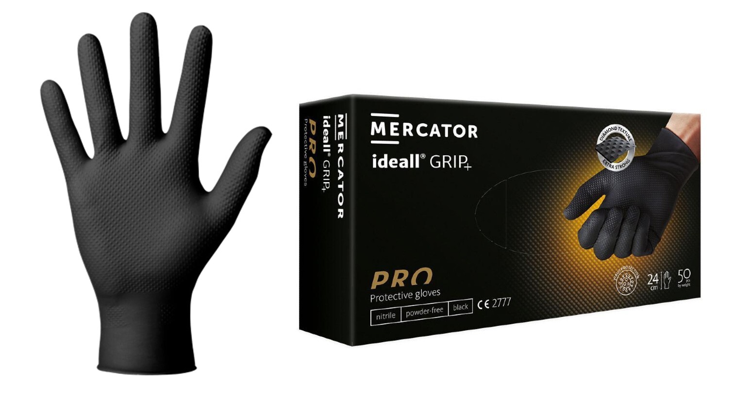 Nitrile Gloves Mercator Ideall Grip Pro Disposable MultiUse Heavy Duty