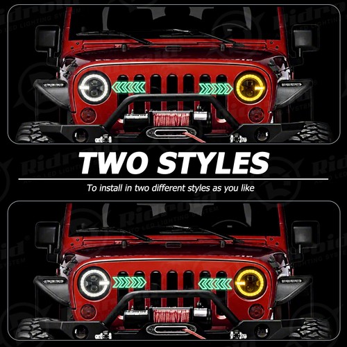 7" LED Headlights Tail Lights Fog Turn Fender Lamp Combo for Jeep Wrangler JK - Picture 13 of 24