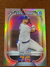 2021 Bowman Chrome Refractor Scouts Top 100 Sam Huff Texas Rangers #76