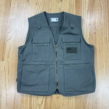 Classic Old West Styles Canvas Full Zip Vest Sz L Olive Green Made in USA Cotton