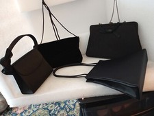 Lot of 4 Vintage Black Evening Purses Clutches Handbags