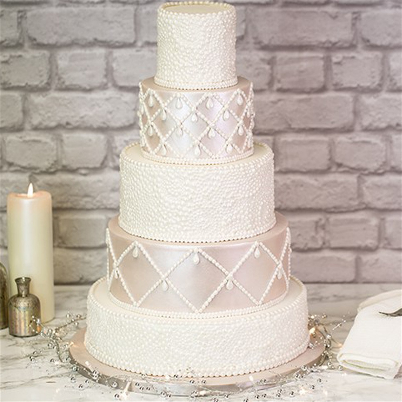 Silicone Mold Clear Texture Heatresistant Pearl Borders Birthday Cake