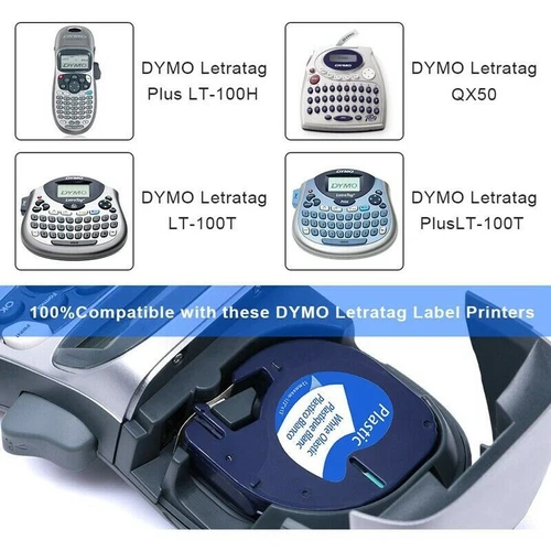 Recambios de cinta de etiquetas para DYMO LetraTag LT-100T LT-100H QX-50 blanco transparente 91331 - Imagen 4 de 8