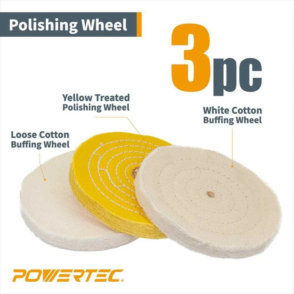 Buffing Wheel and Polishing Compound Kit Complete for Bench Grinder 6 Inch 3-PCS - Image 3 of 4