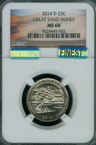 2014 D GREAT SAND DUNES QUARTER NGC MS68 PQ MAC FINEST & SPOTLESS .