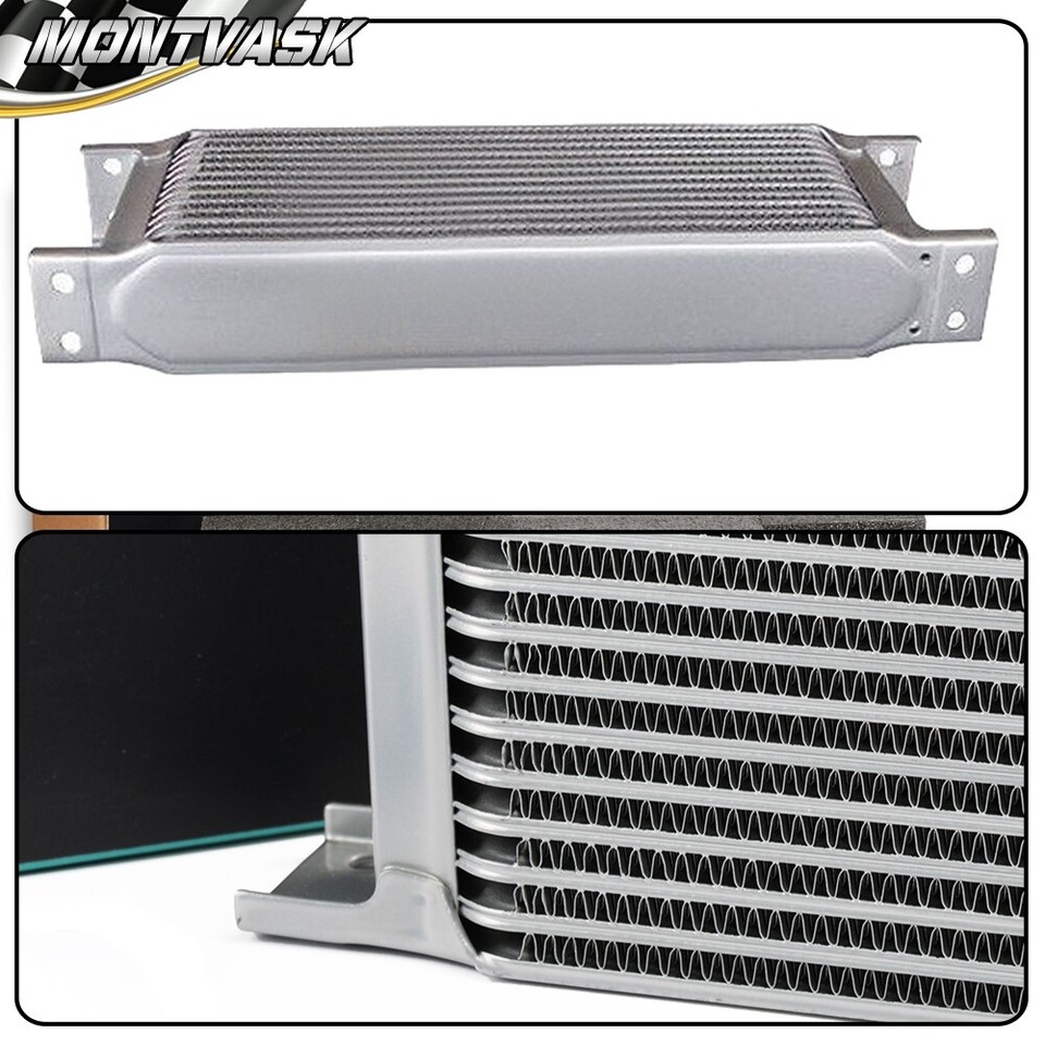 Universal 25 Row AN10 Aluminum Transmission Engine Oil Cooler Silver