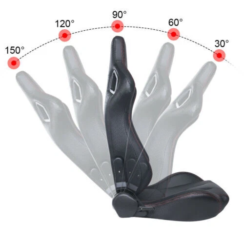 Asientos reclinables con cubo de cuero PU para carreras de autos 2 piezas con 2 extensiones universales EE. UU. Foto 4 de 4