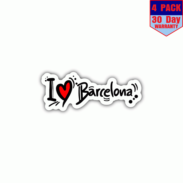 I Love Barcelona Slogan 4 Stickers 4x4 Inch Sticker Decal