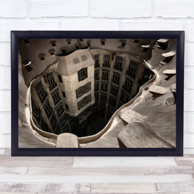 Barcelona Architecture Casa Mila Gaudi Antoni Rooftop Wall Art Print