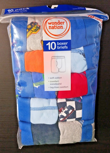 Boys Boxer Briefs XXL(18) 10 Pack Wonder Nation 100% Cotton Tag Free New in Pkg - Picture 9 of 13