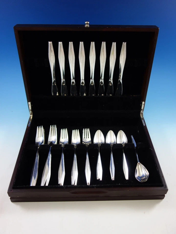 Juego de cubiertos Diamond by Reed and Barton de plata esterlina servicio 33 piezas moderno Foto 3 de 4