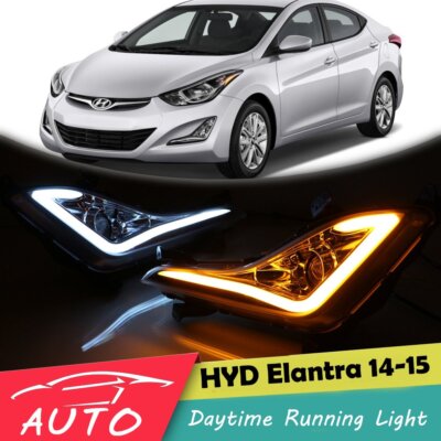 2x LED TFL Nebelscheinwerfer für Hyundai Elantra 2014 2015 DRL Licht Mit Blinker