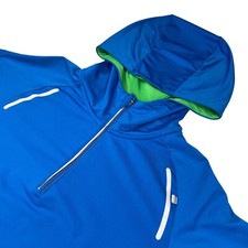 BMW Athletics Men's 1/4 Zip Fleece Lined Pullover Hoodie Blue   Large